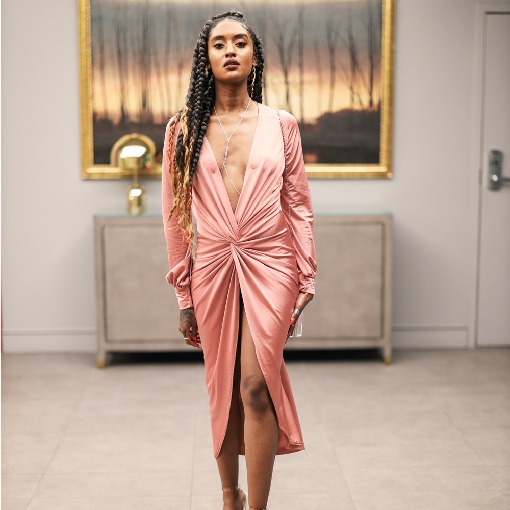 Pink Deep V Dress